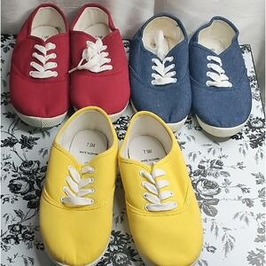 Red, Blue And Yellow Athletic Shoes with Classic Lace-Up Design Bundle Of 3 Pair